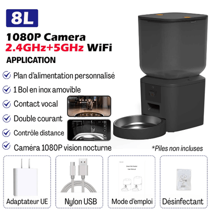 Distributeur croquette chat XXL version 1 bol wifi 4G 5G | MegaFeeder Control™ - Amour de Chat