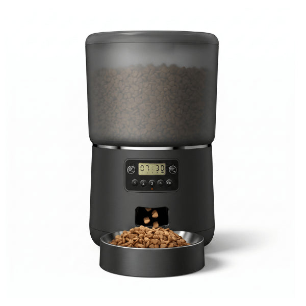 Distributeur croquette noir automatique avec programmation repas fixes pour chat anti glouton