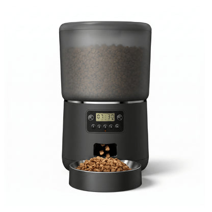 Distributeur croquette noir automatique avec programmation repas fixes pour chat anti glouton