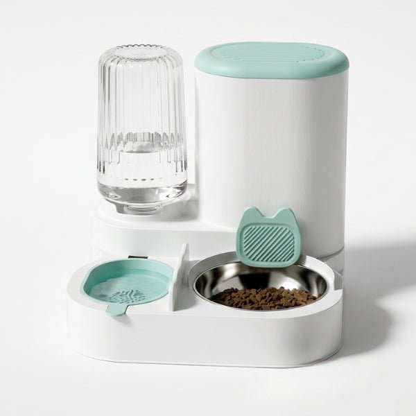 Distributeur croquettes chat et eau bol inox repas et hydratation autonome gravitaire