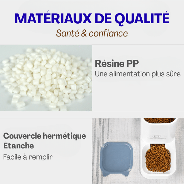 Distributeur croquettes chat fabriqué en matériaux de qualité résine PP