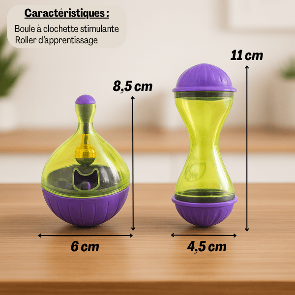 Distributeur croquettes chat habitude alimentaire jouet stimulant boule dimensions RollerFeeder™