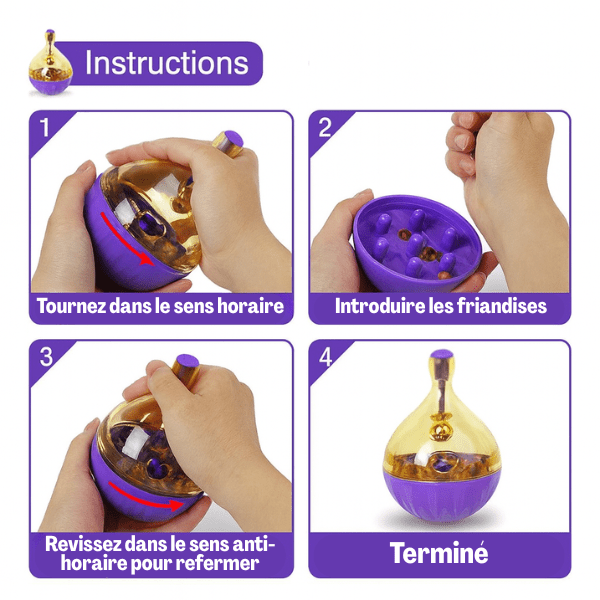 Distributeur croquettes chat jouet interactif anti anxiété instructions | RollerFeeder™