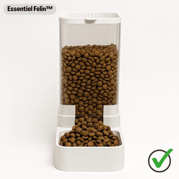 Distributeur croquettes chat sans électricité gravitaire grande capacité Essentiel Félin™