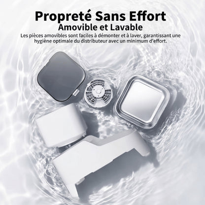 Distributeur croquettes démontable et lavable garantissant hygiène optimale quotidienne durable