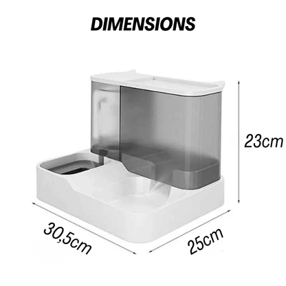 Distributeur croquettes pour chat 2en1 eau croquette dimensions | PurrCroq™