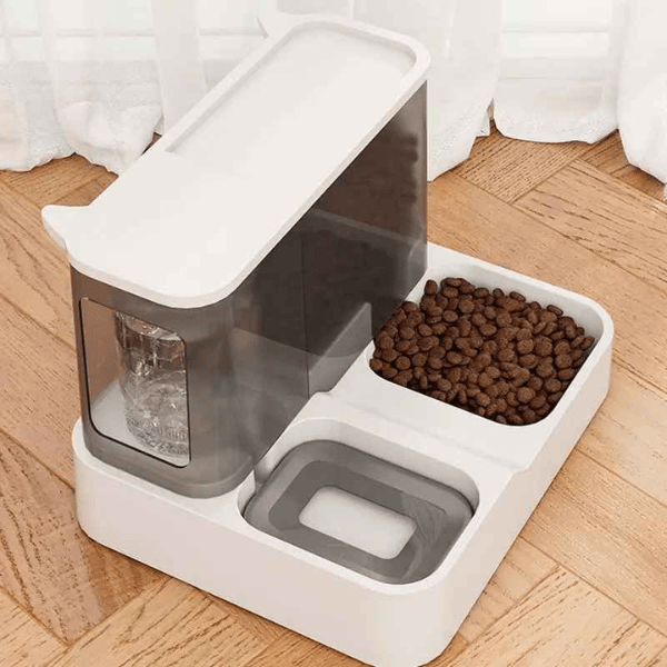 Distributeur croquettes pour chat 2en1 eau croquette station salon | PurrCroq™