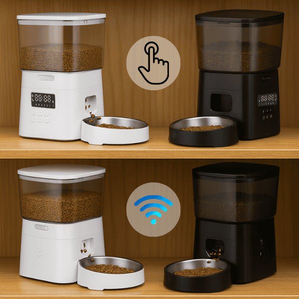 Distributeur croquettes pour chat wifi bouton programmable noir ou blanc MiniFeed™