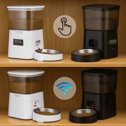 Distributeur croquettes pour chat wifi bouton programmable noir ou blanc MiniFeed™