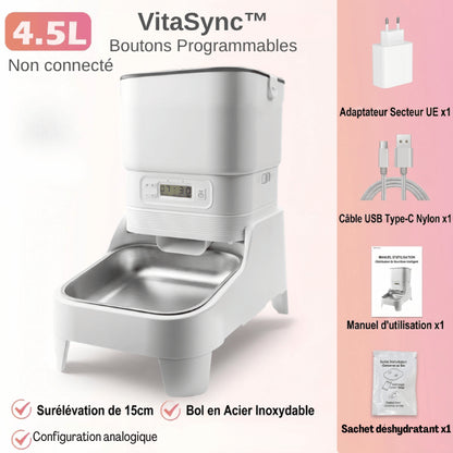 Distributeur croquettes programmable non connecté avec bol inox et support surélevé