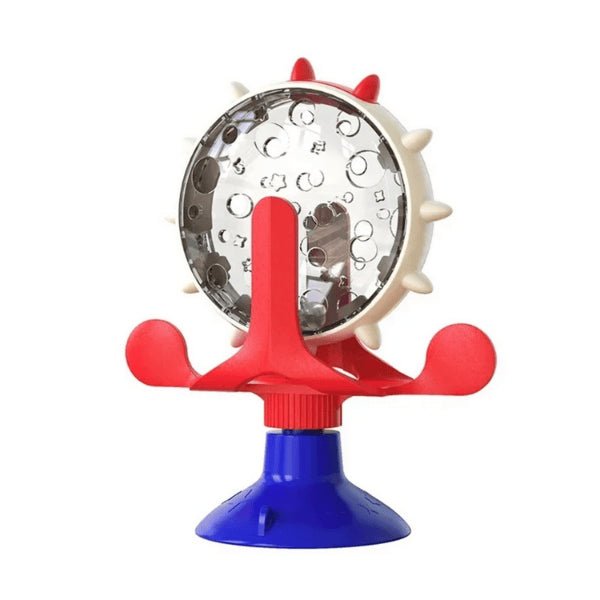 Distributeur de croquettes anti glouton anti stress jouet bleu rouge WhirlCatFeeder™