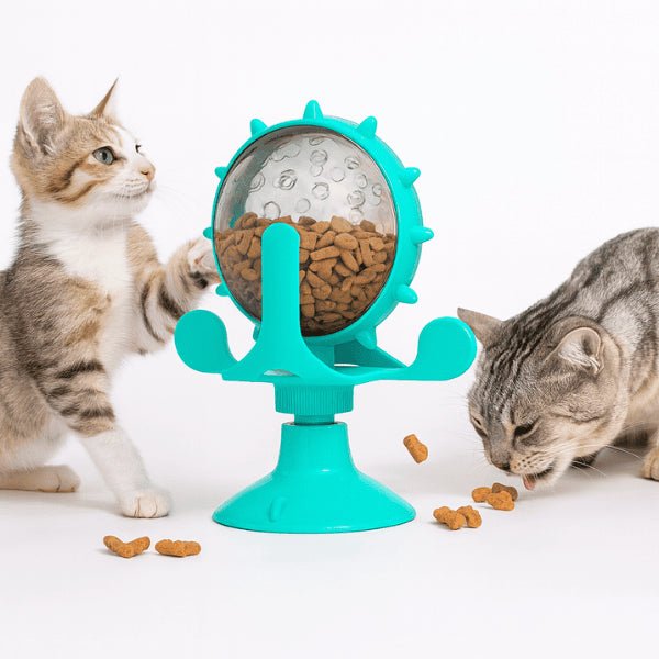Distributeur de croquettes bleu jouet pour deux félins anti ennui WhirlCatFeeder™
