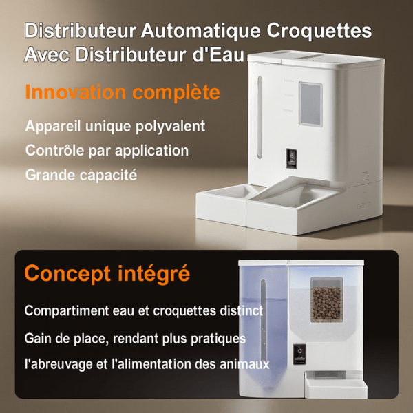 Distributeur de croquettes chat automatique 2en1 complet eau et croquettes | FullFeeder™