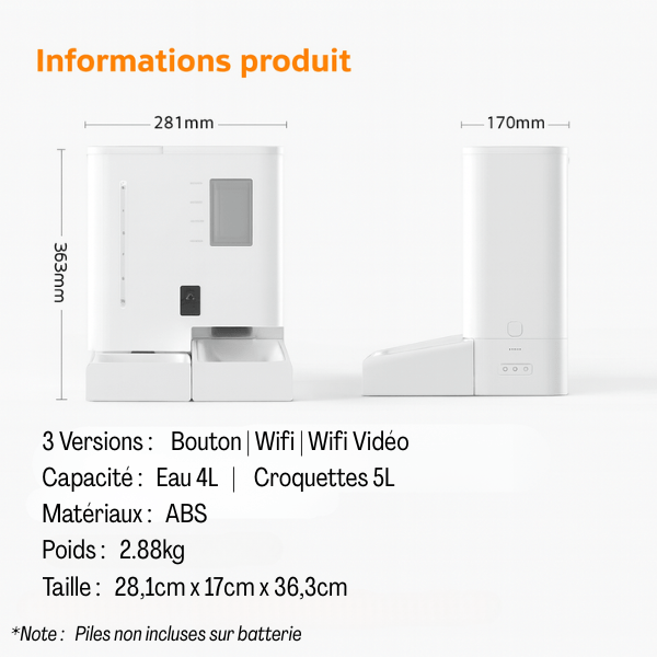 Distributeur de croquettes chat automatique 2en1 complet informations produits | FullFeeder™