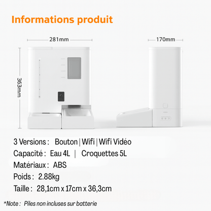 Distributeur de croquettes chat automatique 2en1 complet informations produits | FullFeeder™