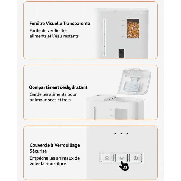 Distributeur de croquettes chat automatique toutes options visuel déshydratant sécurité | FullFeeder™