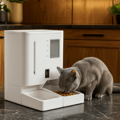 Distributeur de croquettes chat et fontaine eau wifi 2en1 caméra blanc repas félin russe FullFeeder™