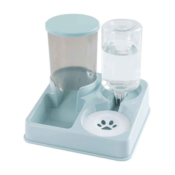 Distributeur de croquettes et eau chat automatique bleu ciel | Station2en1™ - Amour de Chat