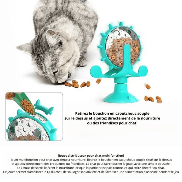 Distributeur de croquettes jouet multifonction bouchon remplissage simple WhirlCatFeeder™