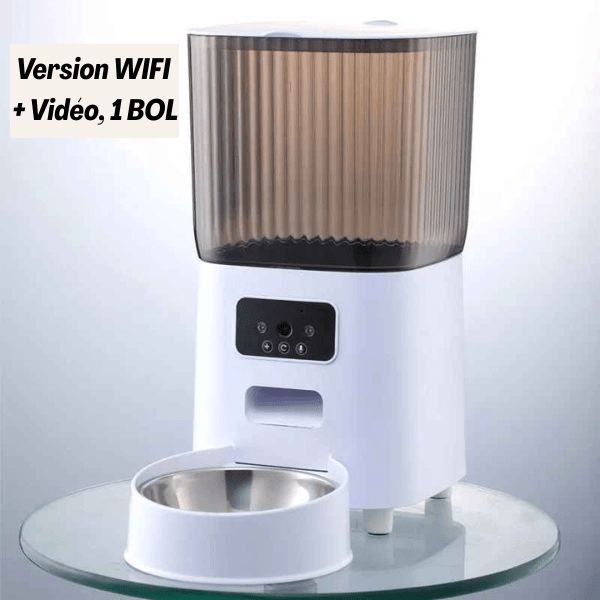 Distributeur de croquettes pour chat wifi vidéo 1 bol inox | AutoPilot Pro™ - Amour de Chat