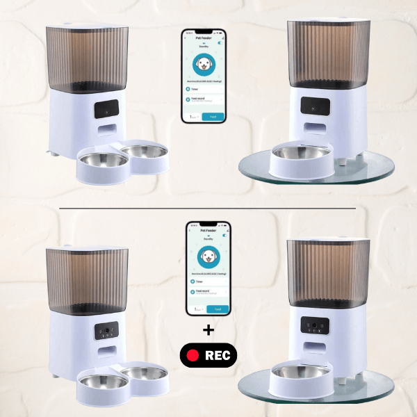 Distributeur de croquettes pour chat wifi vidéo interactif 1 2 bols inox choix AutoPilot Pro™