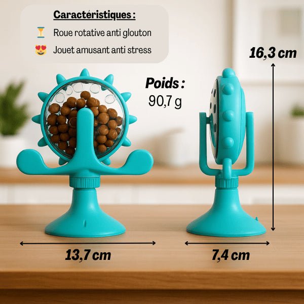 Distributeur de croquettes stimulant anti stress bleu dimensions poids WhirlCatFeeder™