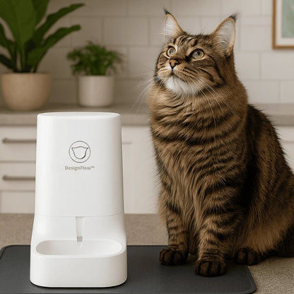 Distributeur eau chat automatique design blanc grande capacité 3,8 litres félin cuisine hydratation DesignFlow™