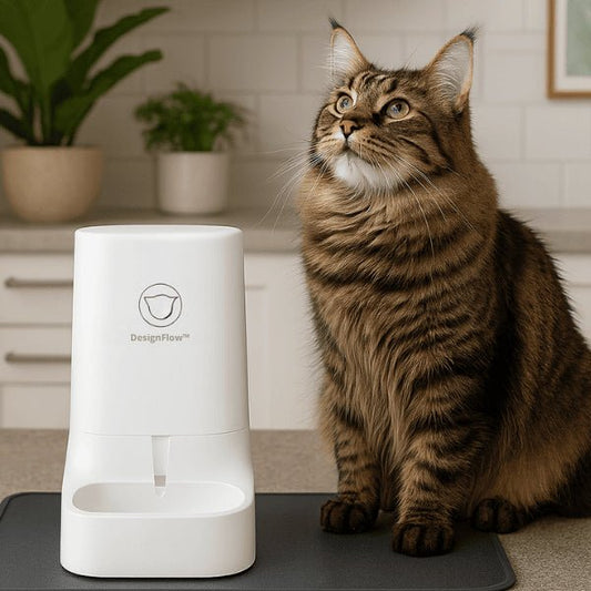 Distributeur eau chat automatique design blanc grande capacité 3,8 litres félin cuisine hydratation DesignFlow™