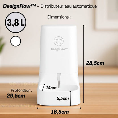 Distributeur eau chat automatique design grande capacité 3,8 litres dimensions compactes DesignFlow™