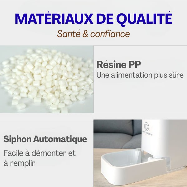 Distributeur eau chat qualité confortable matériaux durables siphon automatique facile à démonter DesignFlow™