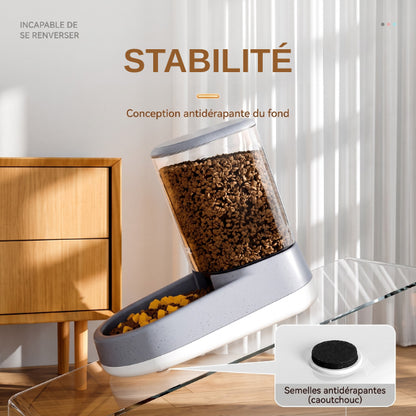 Distributeur eau croquette chat avec base antidérapante garantissant une excellente stabilité