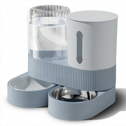 Distributeur eau et croquette chat bleu élégant avec double bol alimentation gravitaire permanente