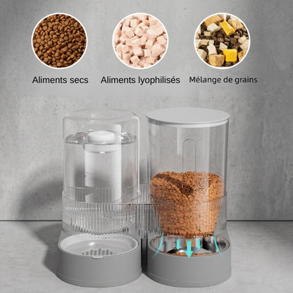 Distributeur eau et croquette chat compatible croquettes aliments lyophilisés et mélanges secs variés