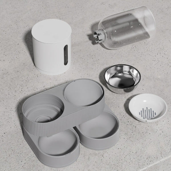 Distributeur eau et croquette chat entièrement démontable pour un nettoyage simple et hygiénique