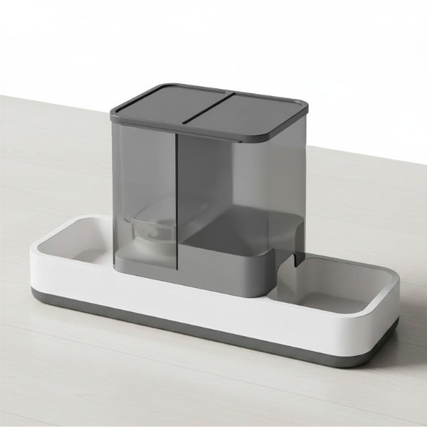Distributeur eau et croquettes pour chat coloris gris design moderne pour alimentation quotidienne