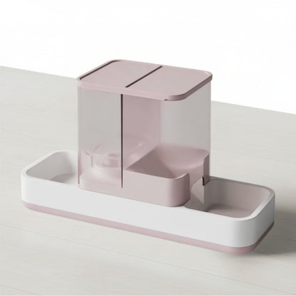 Distributeur eau et croquettes pour chat coloris rose compact avec double distribution gravitaire