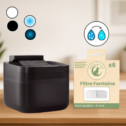 Distributeur eau pour chat automatique 2 couleurs LED ou pack filtre fontaine chat Nekoliss™
