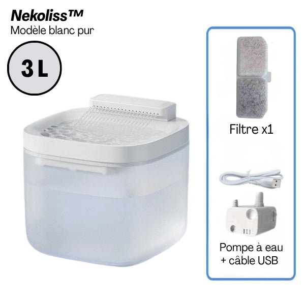 Distributeur eau pour chat design jets filtre automatique grande capacité 3 litres blanc Nekoliss™