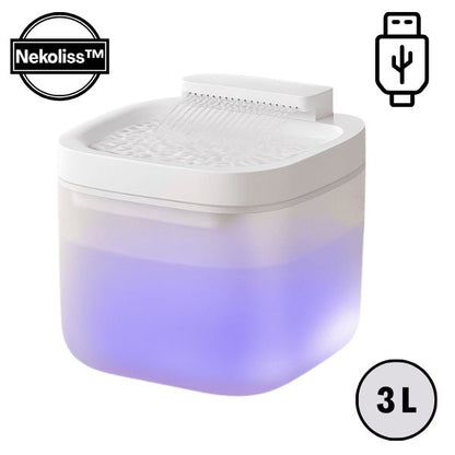 Distributeur eau pour chat design lumineux multi jets USB LED 3 L filtre Nekoliss™