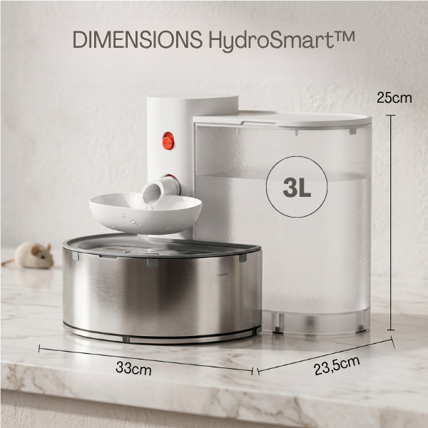 Distributeur eau pour chat trois litres avec dimensions compactes pratiques