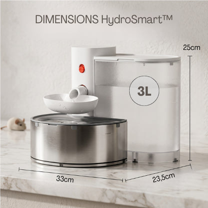 Distributeur eau pour chat trois litres avec dimensions compactes pratiques