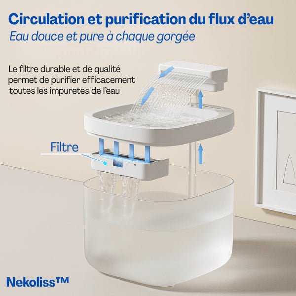 Distributeur eau pour chat filtre eau pure douce recirculation filtrée Nekoliss™