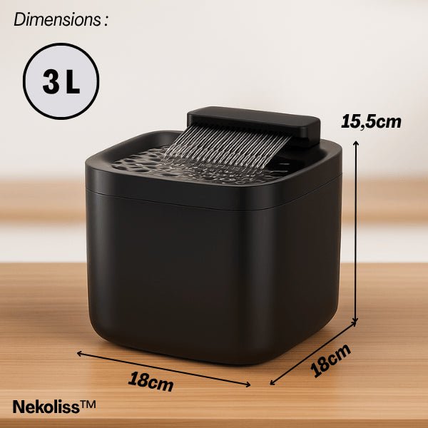 Distributeur eau pour chat grande capacité 3 litres silencieux compact dimensions Nekoliss™