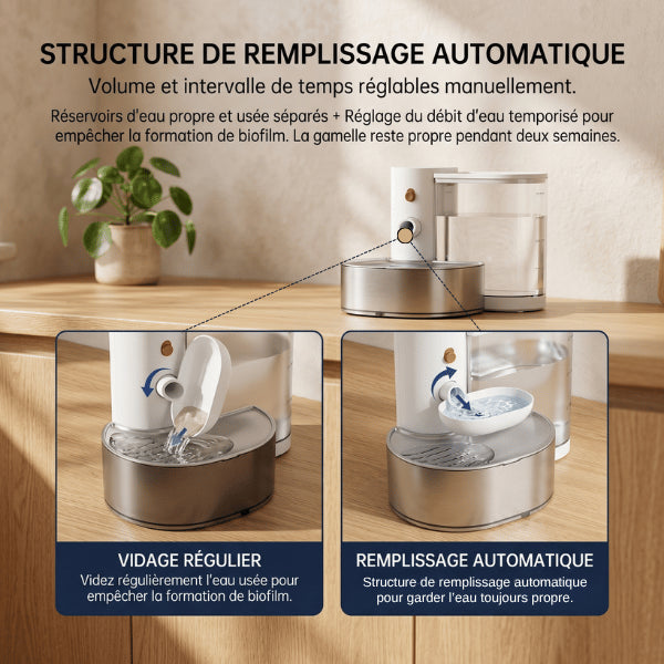 Distributeur eau pour chat à renouvellement automatique d’eau toujours fraîche