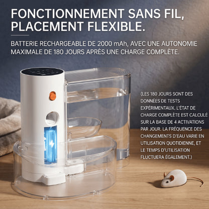 Distributeur eau pour chat sans fil avec autonomie longue durée