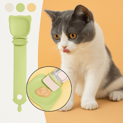 Distributeur nourriture chat MeowSpoon™ vert avec chaton