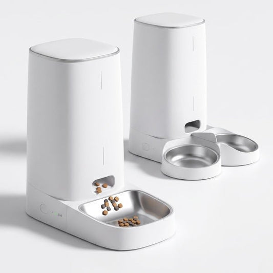 Distributeurs croquettes chat automatique 1 ou 2 bols inox repas programmés à distance routine alimentaire
