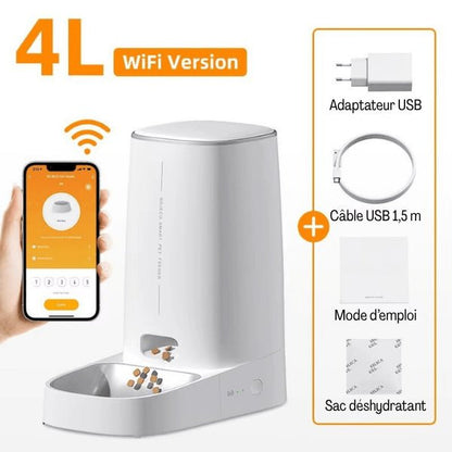 Distributeurs croquettes wifi automatique simple bol 1 chat 4 L CroqLink™