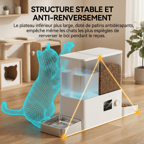 Distributeurs nourriture pour chats avec base stable anti renversement renforcée