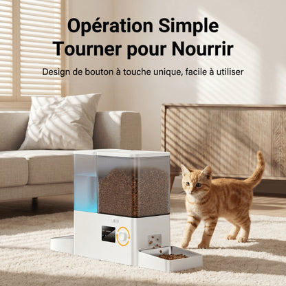 Distributeurs nourriture pour chats avec bouton rotatif simple et pratique pour configuration